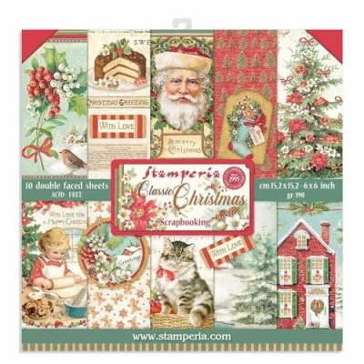 Afbeelding van Stamperia Classic Christmas (SBBXS06) 6x6 Inch Paper Pack