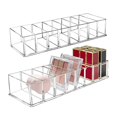 Afbeelding van Seitop 2 Pack Afneembare Make up Organizer, 8 Compartimenten Acryl Cosmetische Opslag Sieraden Display Dozen, Clear Lade Organisatoren Case voor Dresser Vanity Badkamer Keuken
