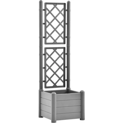 Afbeelding van vidaXL Plantenbak met latwerk 43x43x142 cm PP steengrijs