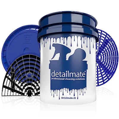 Afbeelding van detailmate Professionele autowasset wasemmer 20 liter, voor auto, motorfiets, caravan, boten zachte handwas met deksel / GritGuard vuilinzet wasbord