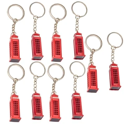 Afbeelding van Souvenirs 12 Londen Telefoondoos Metalen Sleutelhanger Britse Gift 3D Die Cast Telefooncabine Groot Brittannië Pictogrammen Brelock UK Engeland Beroemde Landmark Sleutelhangers door Bells Box, Rood