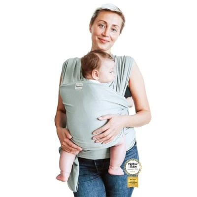 Afbeelding van Babydraagdoek, van pasgeborene tot peuter, getest op veiligheid, borstvoedingshoes, zachte rekbare draagzak, één maat voor iedereen, neutrale kleuren, saliegroen