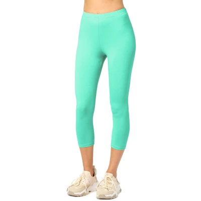 Afbeelding van Merry Style MS MS10 199 LE Dames Capri Leggings Sport Vrijetijdsbroek 3/4 Lengte Katoen Sporbroek Yogabroek Munt XL