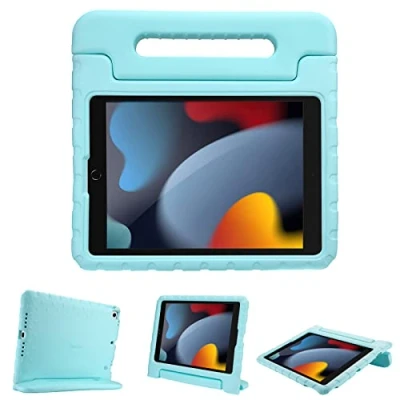 Afbeelding van ProCase Kinderhoes voor iPad 10.2 7e Generatie/iPad Pro 10.5 / Air 3, Ultra Lichtgewicht Schokbestendig Kindvriendelijke Beschermhoes Robuuste hoes met Handvatstandaard Aqua