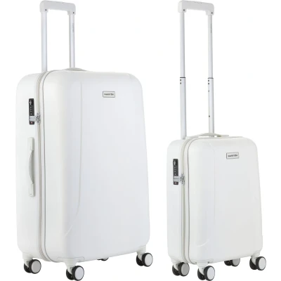 Afbeelding van CarryOn Skyhopper Kofferset TSA Handbagage + Reiskoffer 78cm Dubbele wielen Wit