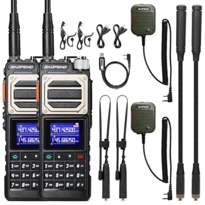 Afbeelding van BAOFENG UV 25 Tri Power Handapparaat, radio, 11 W lange afstanden, UHF VHF FM Air ontvanger, 5200 mAh batterij, tactische zwanenhals &amp; zweepantenne, luidsprekermicrofoon, programmeerkabel, 2 stuks