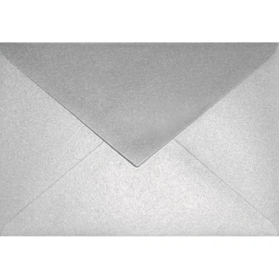Afbeelding van Netuno 25 parelmoer zilver C6 enveloppen 114x162mm Aster Metallic Silver puntflap zonder venster Effect glimmende voor uitnodigingen