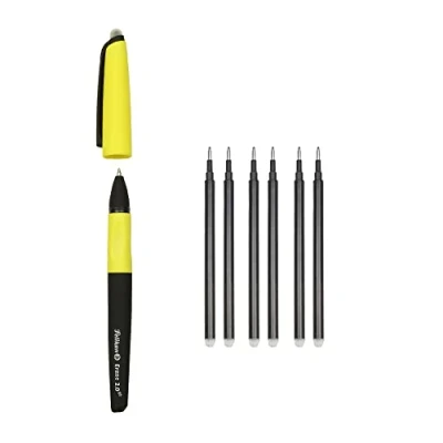 Afbeelding van Pelikan Erase 2.0 Ergonomische uitwisbare rollerbalpen, zwarte inkt, voor rechts en linkshandigen, school, navulbaar, inclusief 6 vullingen
