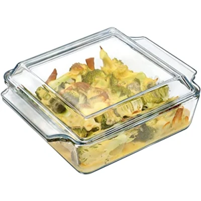 Afbeelding van karadrova 1,5 l glazen braadpan met deksel, 24 x 20 9 cm ovenbestendige schalen deksels, vierkante ovenschotels, magnetron en ovenbestendig