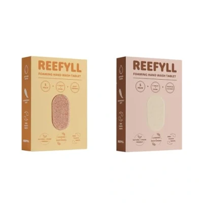 Afbeelding van Reefyll Schuimende handzeep navultabletten, oplosbare plastic vrije handwaspods, voeg gewoon water toe om te transformeren naar fluweelachtig schuim, tropische kokosnoot 5 tabletten, sappig oranje