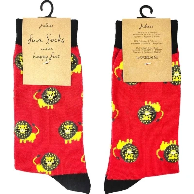 Afbeelding van Juleeze Grappige Sokken Unisex maat 39 41 Rood Katoen, Polyester Leeuw Dames Heren