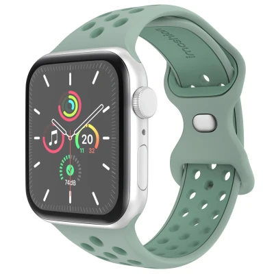 Afbeelding van Apple Watch Sport+ bandje Meerkleurig Geschikt voor Series1/2/3/4/5/6/7/8/9/10/SE (38/40/41 mm) Series 10 (42 Maat M/L Sage