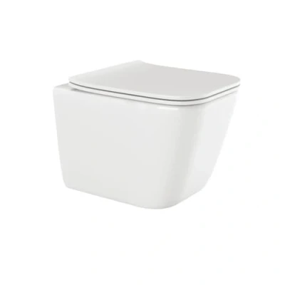 Afbeelding van VBChome Hangende wc spoelrand zonder van keramiek met deksel, bril duroplast softclose mechanisme, geruisloos spoelsysteem, diepspoeler, toilet, wandtoilet
