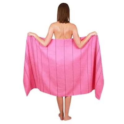 Afbeelding van Betz Badhanddoek XXL strandlaken Lines 100% katoen grootte 90 x 180 cm kleur lila