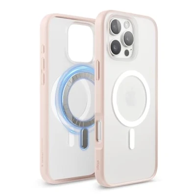 Afbeelding van elago Magnetic Hybrid Duidelijke Hoesje Compatibel met iPhone 16 Pro Max Case MagSafe, PC + TPU Hybride Technologie, Schokbestendige bumper, Verhoogde Camera Bescherming (Mat Roze)