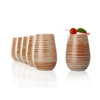 Afbeelding van Stölzle Lausitz TWISTER 465 ml witbrons, drinkglazen, set van 6, vaatwasserbestendig, hoge schokbestendigheid, universele glazen als waterglazen, sapglazen, longdrinkglazen