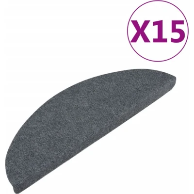 Afbeelding van vidaXL Trapmatten zelfklevend 15 st 65x22,5x3,5 cm grijs