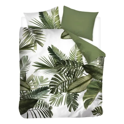 Afbeelding van Snoozing Palm Leaves Flanel Dekbedovertrek Lits jumeaux 240x200/220 cm + 2 kussenslopen 60x70 Groen
