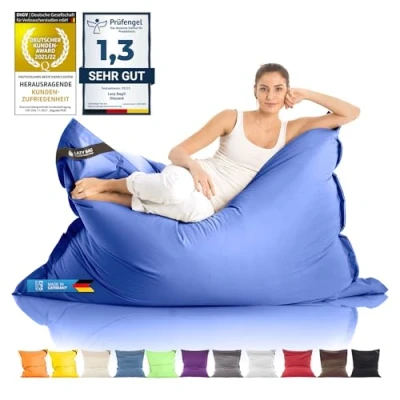 Afbeelding van Reuzenzitzak Classic XXL 140 x 180 cm, 2 in 1 kussen om te ontspannen de lounge en lounge, comfortabele binnen buitenmomenten dankzij 4 miljoen EPS parels voor perfecte ergonomie, wasbare overtrek
