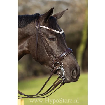 Afbeelding van Premiera &#039;&#039;Prades&#039;&#039; Bruin stang en trens hoofdstel met bling frontriem