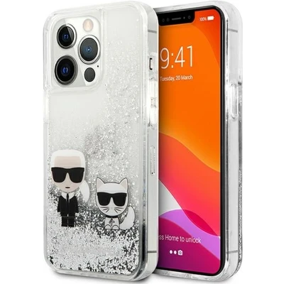 Afbeelding van Karl Lagerfeld KLHCP13LGKCS 13 Pro / 6.1&quot; zilver/zilver hardcase Liquid Glitter Karl&amp;Choupette