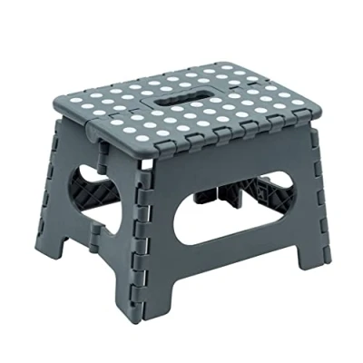 Afbeelding van Maximex Inklapbare opstap met antislip oppervlak, opvouwbare voor ruimtebesparende opslag, draaggreep gemakkelijk transport, robuuste tred antislipvoeten, 29 x 22 cm, grijs