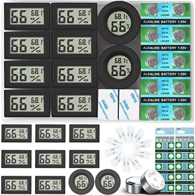 Afbeelding van Vaikby 10Pack kamerthermometer, indoor thermometer hygrometer, mini digitale temperatuur vochtigheidsmeter meter monitor, groot LCD scherm Celsius of Fahrenheit voor huis, kas, baby, kantoor, thuis