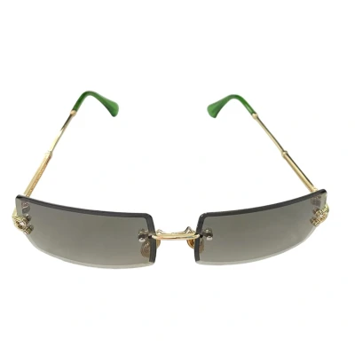 Afbeelding van ASTRADAVI Zonnebril Unisex Sunglasses UV400 Gouden Metalen frame Randloos Lenzen Donkergroen