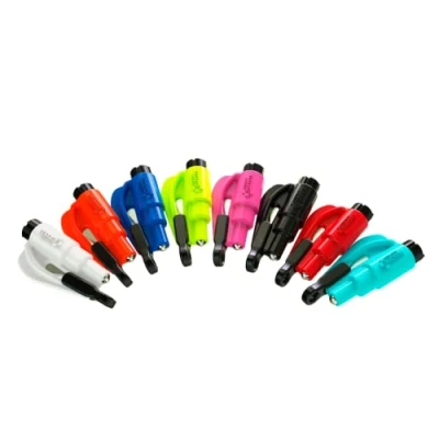 Afbeelding van resqme de originele nood sleutelhanger auto ontsnappingstool, 2 in 1 veiligheidsgordelsnijder en raambreker, gemaakt VS, regenboogpakket 8 kleuren compacte noodhamer