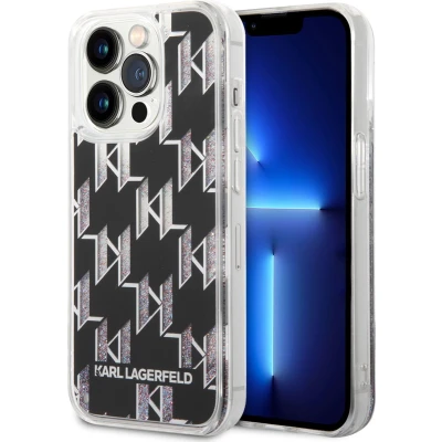 Afbeelding van Apple iPhone 14 Pro Glitter Hoesje Kunststof Karl Lagerfeld Hardcase/Backcover Zwart Telefoonhoesje
