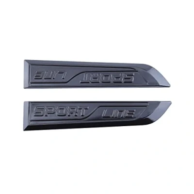 Afbeelding van Generic Metalen embleem 2 stuks sportlijn auto badge stickers voor kant achter decoratie accessoires (zwart, universele pasvorm)