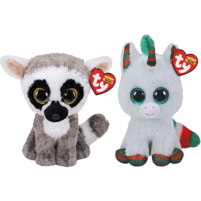Afbeelding van Ty Knuffel Beanie Boo&quot;;s Linus Lemur &amp; Christmas Unicorn
