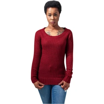Afbeelding van Urban Classics Ladies LONG Wideneck Sweater Trui, Dames, Maat: XS, Burgundy
