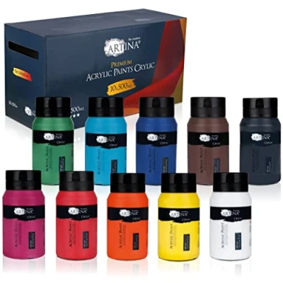 Afbeelding van Artina Acrylverf Set Crylic 10 stuk 500ml Flessen Schilderij Kleurrijke Verf Levendige Kleuren
