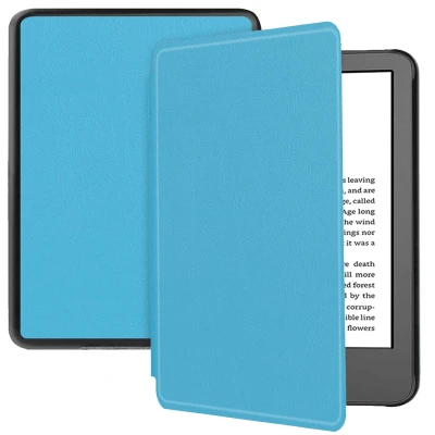 Afbeelding van Amazon Kindle (2022) 11th gen Hoes: iMoshion Slim Hard Case Bookcase Lichtblauw Kunstleder E Reader Hoezen