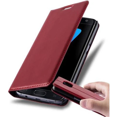 Afbeelding van Cadorabo Hoesje geschikt voor Samsung Galaxy S7 EDGE in APPEL ROOD Beschermhoes Case magnetische sluiting Cover