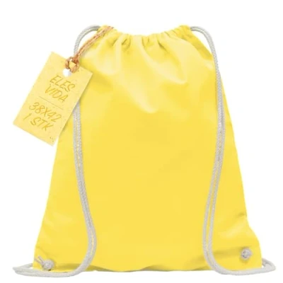 Afbeelding van katoenen gymtas 1 stuk 38 x 42 cm sporttas rugzak stoffen tas tas, jute OEKO TEX® geteste dames &amp; heren, kinder voor schilderen geel