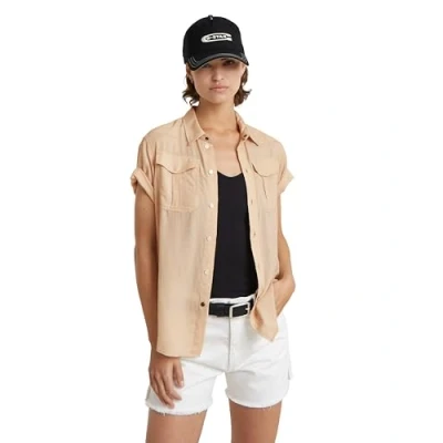 Afbeelding van Military Button Down Sleeve Shirt wmn, Beige (Moonlight D24592 d572 g287), M