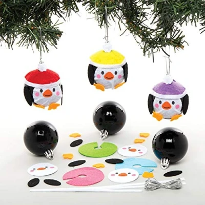 Afbeelding van Baker Ross AT241 Pinguïn kerstballen, 6 stuks, feestelijke kunst, perfect voor kinderen om te decoreren, ideale groepen, zondagschool, knutselen thuis, gesorteerd