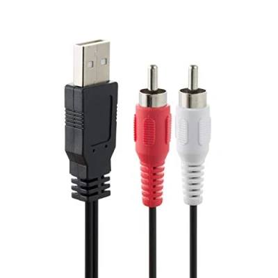 Afbeelding van USB naar RCA kabel, 2.0 Mannelijk 2 Mannelijke Audio AV Converter Camcorder Splitter Adapter Kabel 5FT