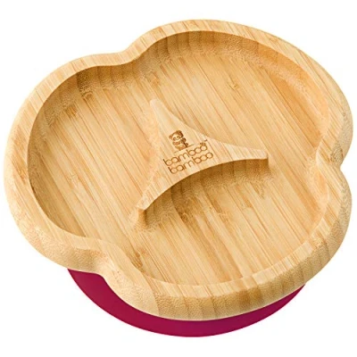 Afbeelding van Babyzuignap bord, stevig zuigbord, van natuurlijk bamboe.