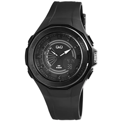 Afbeelding van Q&amp;Q GW91J002Y Horloge Sport Digitaal Unisex Analoog 10 ATM waterdicht Stopwatch Chronograaf Tweede tijdzone Datumaanduiding Alarm Zwart