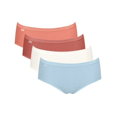Afbeelding van Sloggi 4P Basic Plus Midi Color Blauw/Oranje katoen 40 Dames