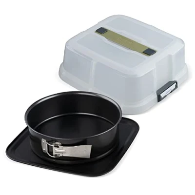 Afbeelding van Zenker Springvorm 23 cm met draagdeksel, springvorm, ronde taartvorm, staal, Green Plastic, 7906