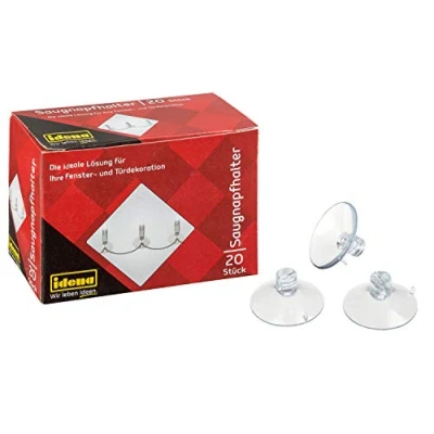 Afbeelding van Idena 8522040 Zuignaphouder, 20 stuks, zuignappen met gleuf voor bevestiging van lichtsnoeren en decoratie, ideaal Kerstmis, verjaardagen, feestjes bruiloften