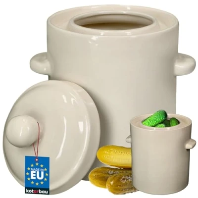 Afbeelding van KOTARBAU® zuurkool fermentatiepot pot 2,5 l aardewerk met deksel steengoed fermenteren permanente koolvat komkommerpot rumpan kimchi container