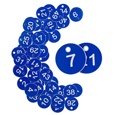 Afbeelding van Plastic identificatienummer tags, gegraveerde sleuteltags, identificatietags zonder sleutelringen (1 100, blauw)