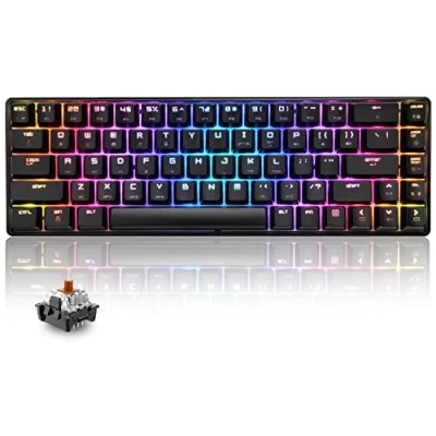 Afbeelding van T8 RGB 60% Mechanisch Toetsenbord, Bedraad Gamingtoetsenbord Compact 65% Layout 18 LED Backlit QWERTY Mini 68 Toetsen Full Keys Anti ghosting voor PS4, Xbox, Laptop, MAC Black/Brown Switch