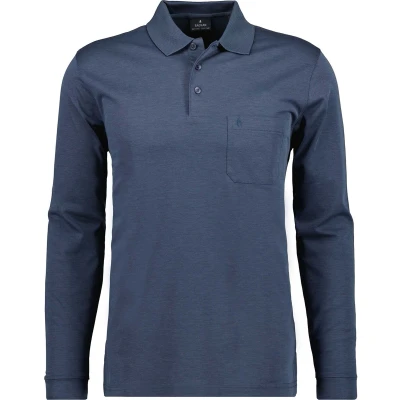 Afbeelding van RAGMAN Regular Fit Poloshirt lange mouw donkerblauw, Effen
