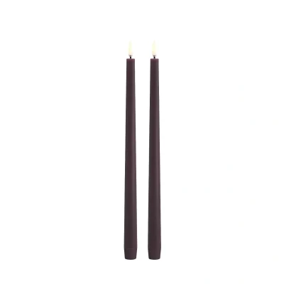 Afbeelding van Uyuni LED Tafelkaars Slim line, Plum Smooth, Set van 2, 2,3x32cm